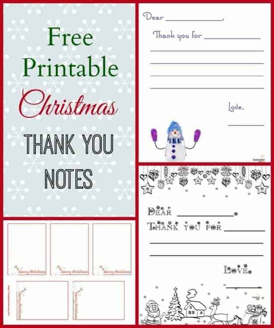 Free Printable Christmas Thank You Notes