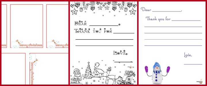3 Free Printable Christmas Thank You Notes for Kids