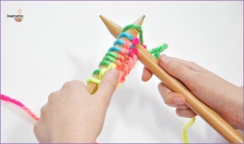 teaching kids to knit - in through the front door