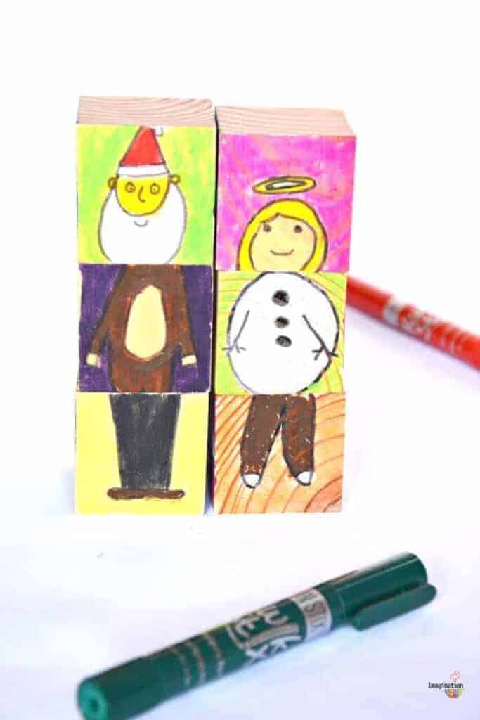 Christmas Crafts for Kids: Paint Mix and Match Blocks