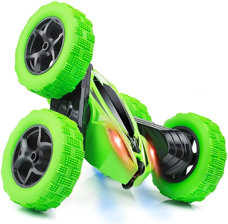 Gift Toys for Boys 6 7 8 9 10 11 12 Year Old Remote Control Stunt Car High-Speed Four-Wheel Drive Off-Road Vehicle Electric Competitive Stunt Car,Double-Sided Rotation 360° Green 