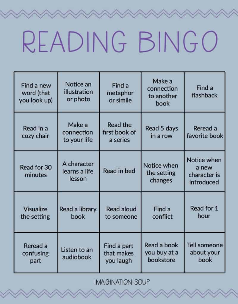 Reading Bingo For Elementary & Middle School Kids Ages 7 to 13