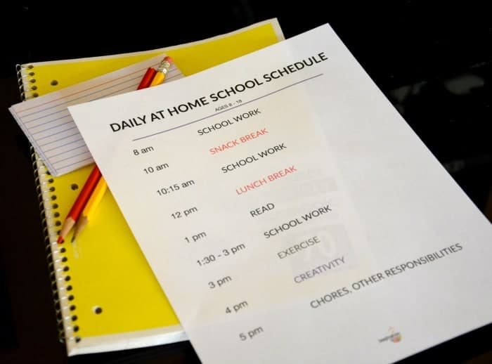 homeschooling schedule due to school closures
