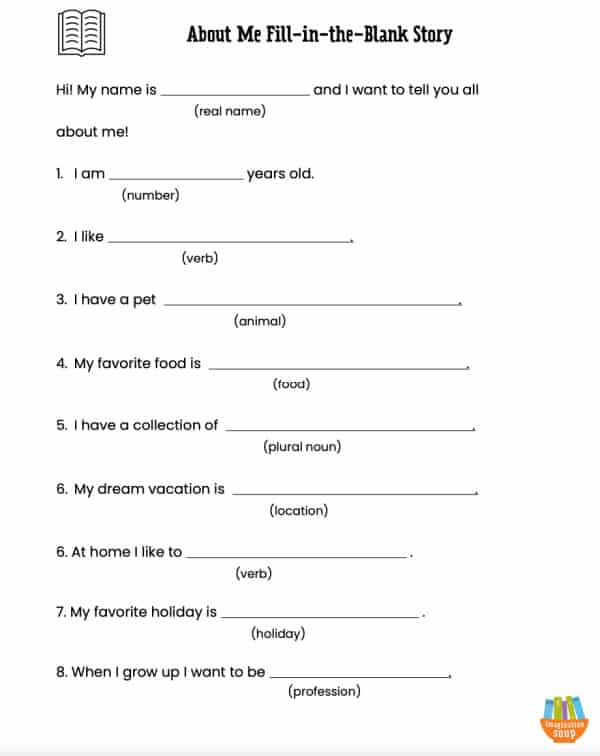 About Me Back to School Free Download (Mad Libs Style)