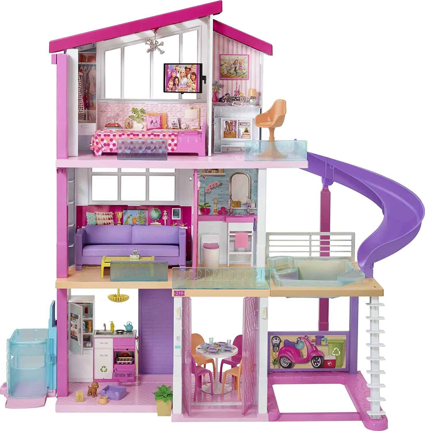 Barbie Dreamhouse with Elevator, Pool, And Slide