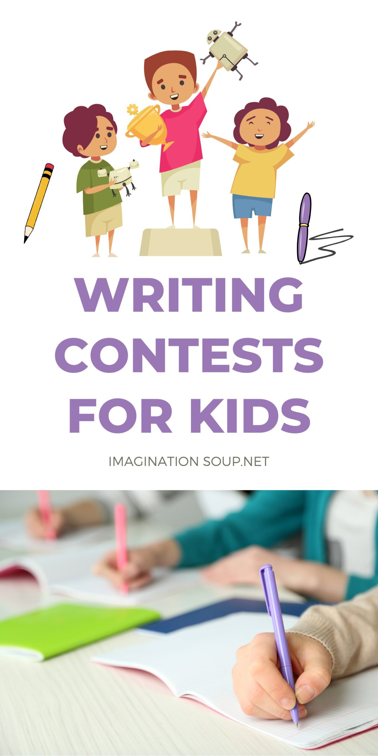 I've been searching for writing contests for kids for my daughter and her friend. Many kids, like mine, want to write for an audience; they'd love to be published. This round-up of writing contests for kids and other opportunities might help give emerging writers their first chance at publication.