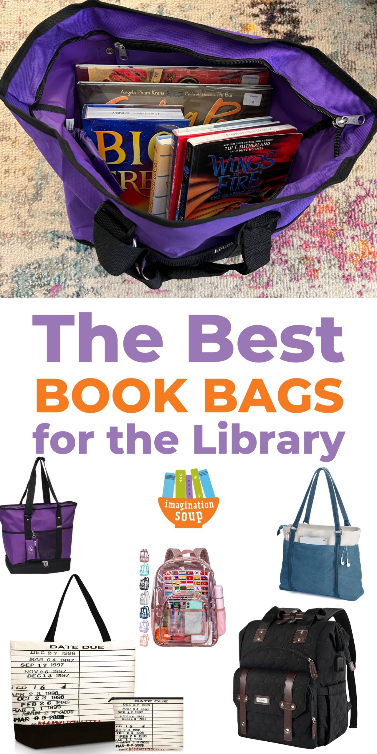 Looking for a good book bag? Well, look no further. After years of trial and error, I can tell you what the best book bags are and where to buy them. Because on a typical weekly visit to the library, we check out at least 30 books. So I need the best book bag that will hold all of our reading material-- and is washable.