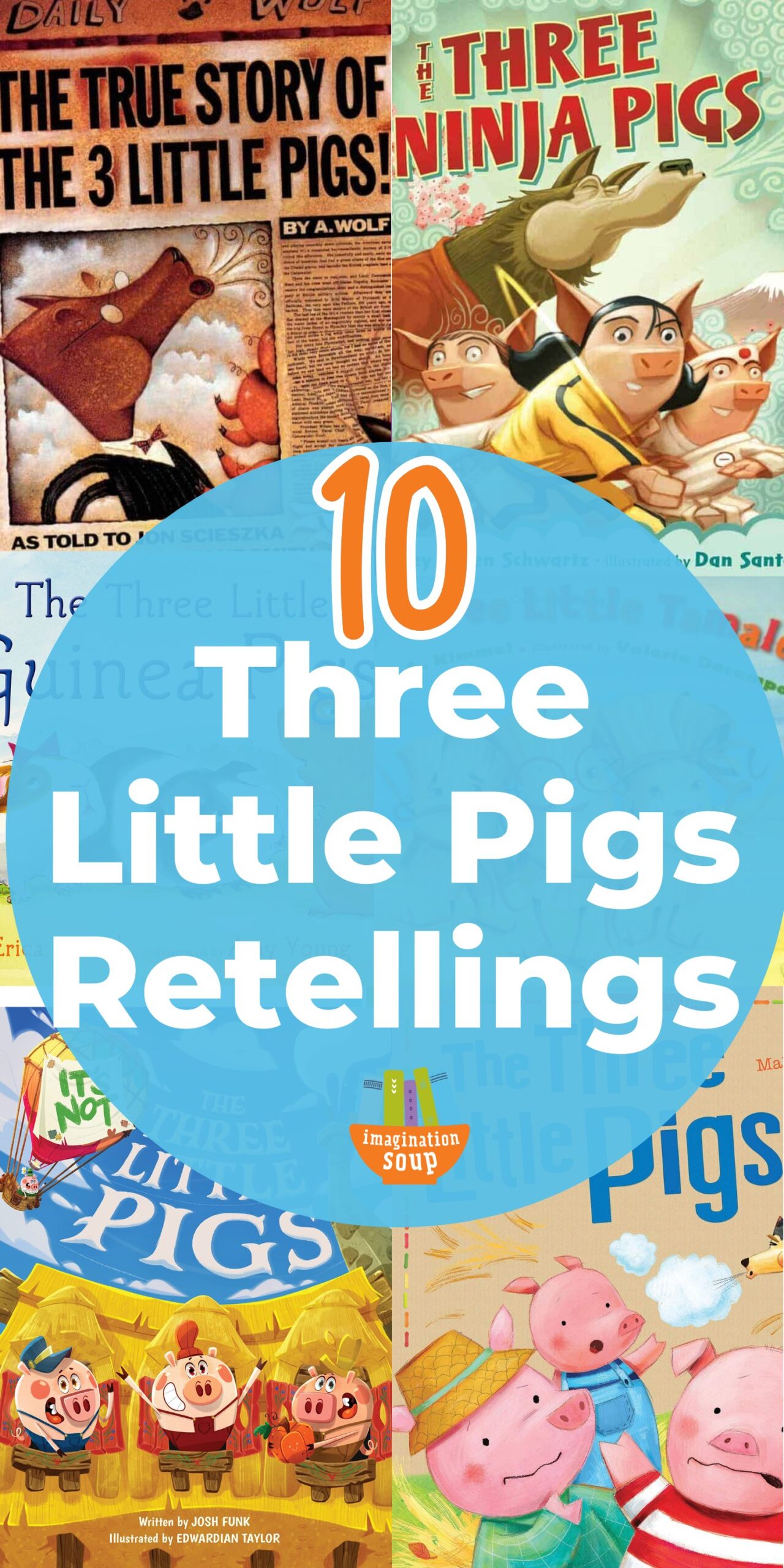 Introduce your children to the Three Little Pigs original story and then read the clever variations and retellings of this fairy tale!
