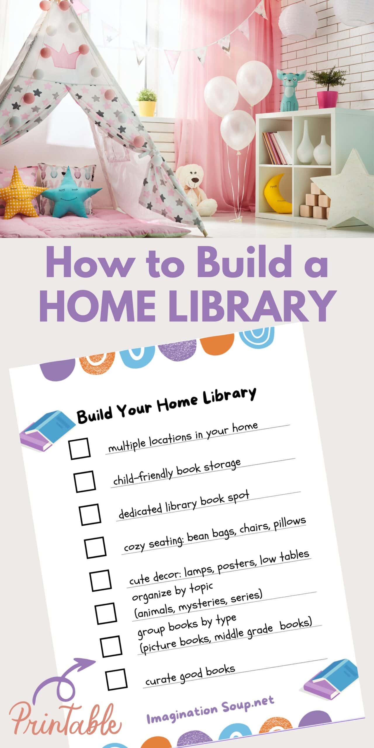 home library for kids plus free printable checklist